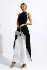 Ensemble robe longue irrégulière sans manches à licou